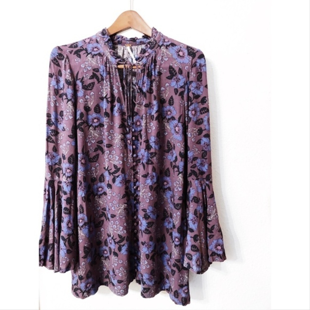 Free People floral mock neck tunic NWOT - Picture 3 of 8